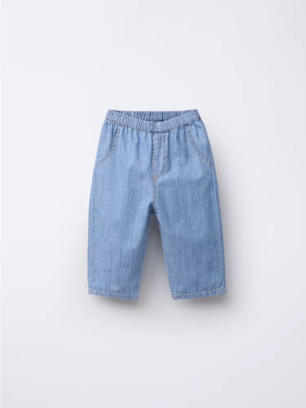 Zara flowy chambray denim pants - size 3-6 months